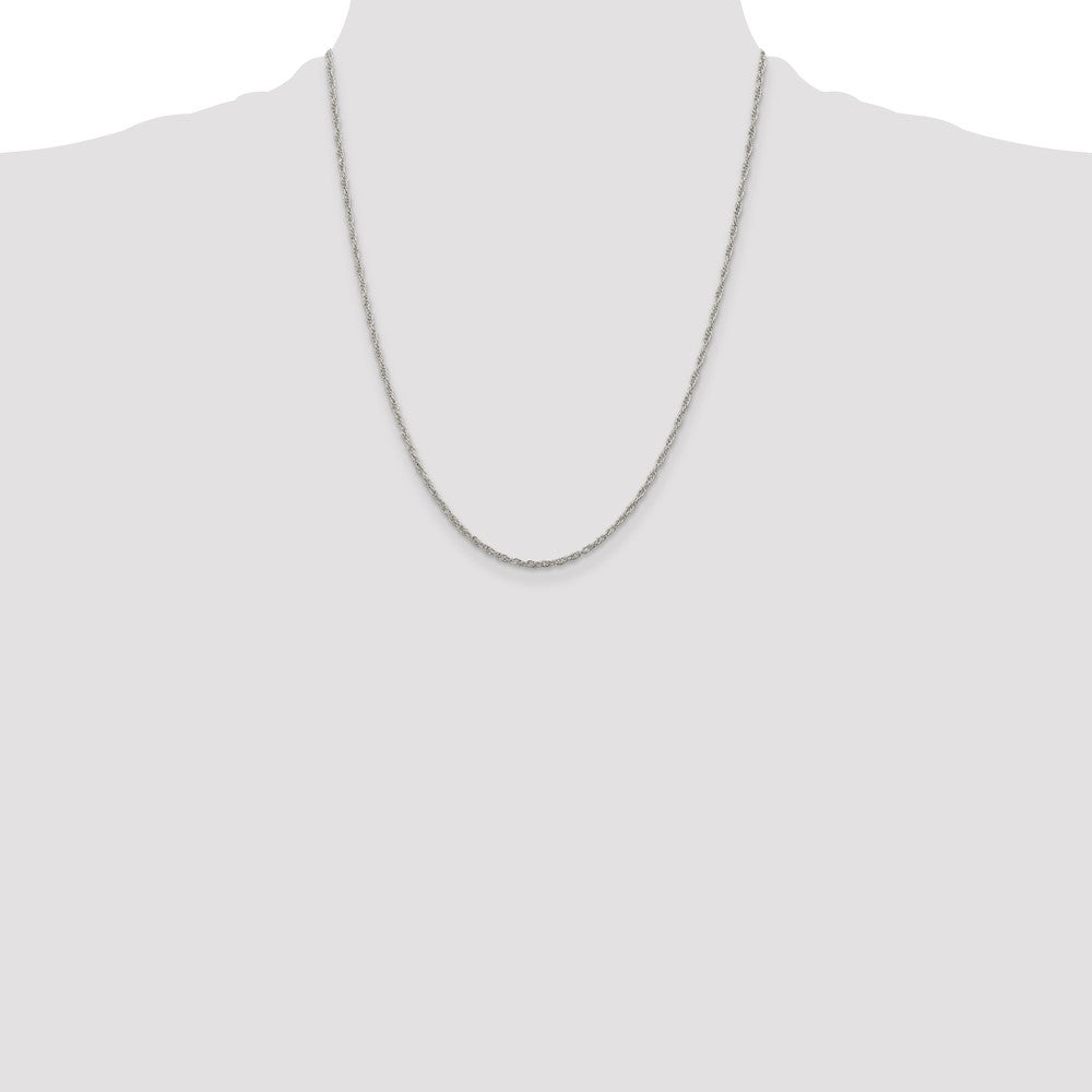 Sterling Silver 1.95mm Loose Rope Chain w/4in ext.