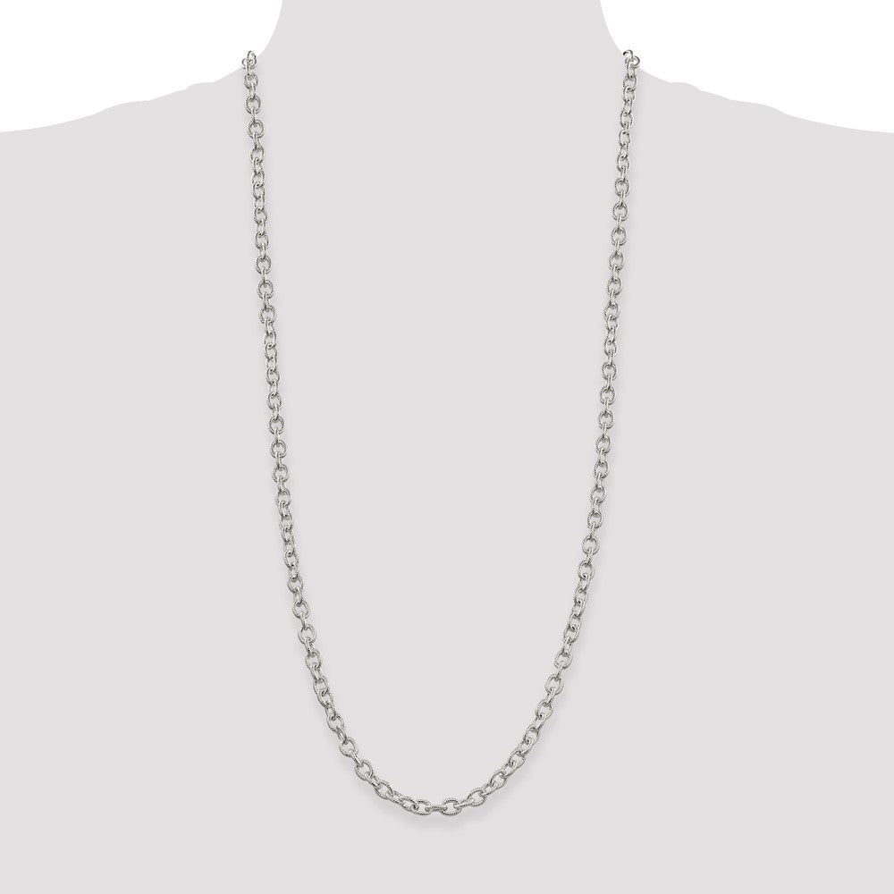 Sterling Silver 6.25mm Fancy Patterned Rolo Chain