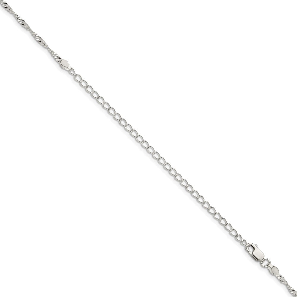 Sterling Silver 2mm Singapore Chain w/4in ext.