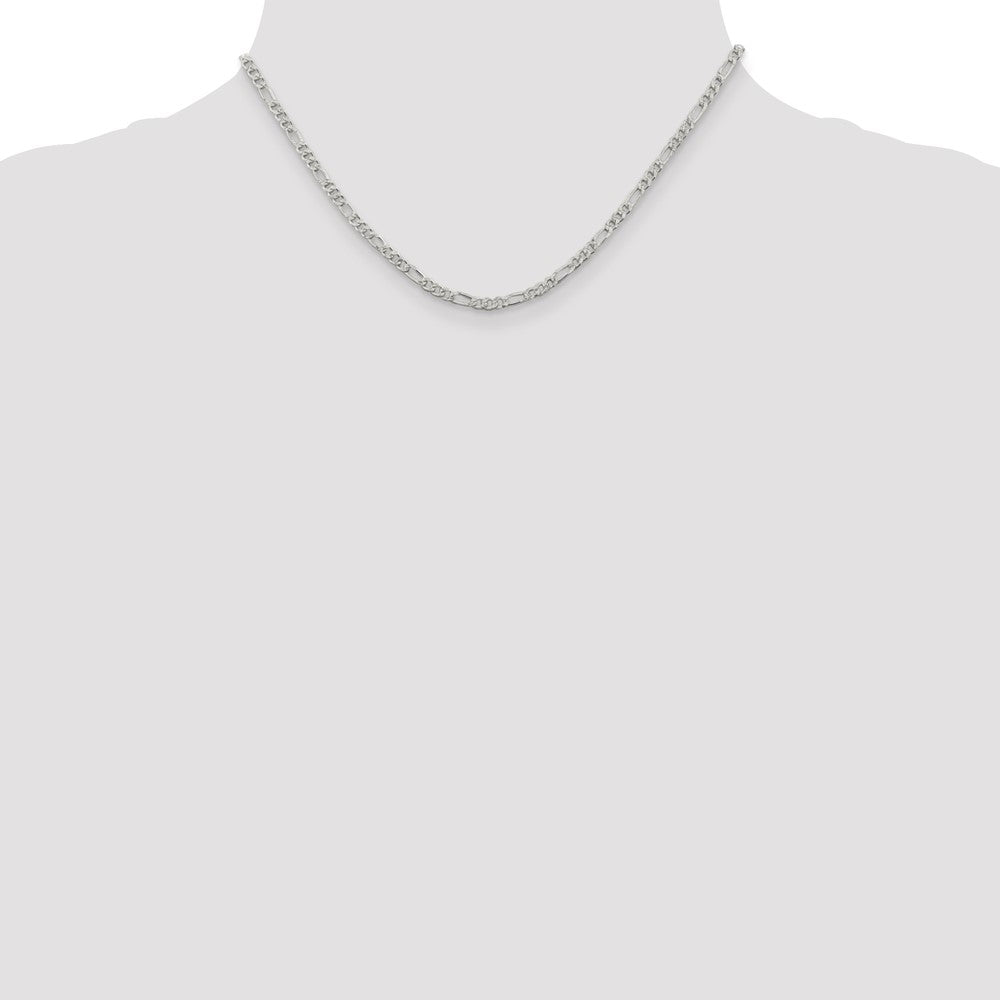 Sterling Silver 3mm Pav? Flat Figaro Chain