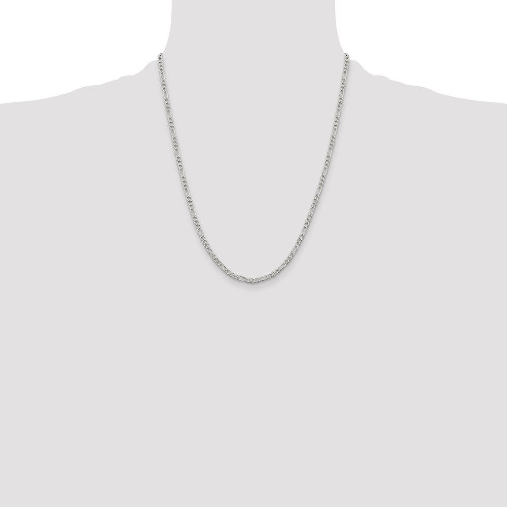 Sterling Silver 3mm Pav? Flat Figaro Chain