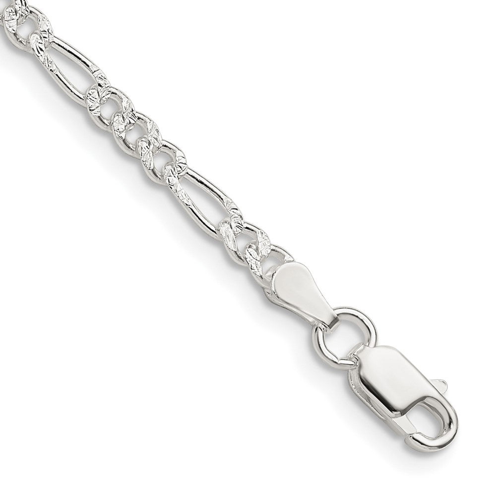 Sterling Silver 3mm Pav? Flat Figaro Chain