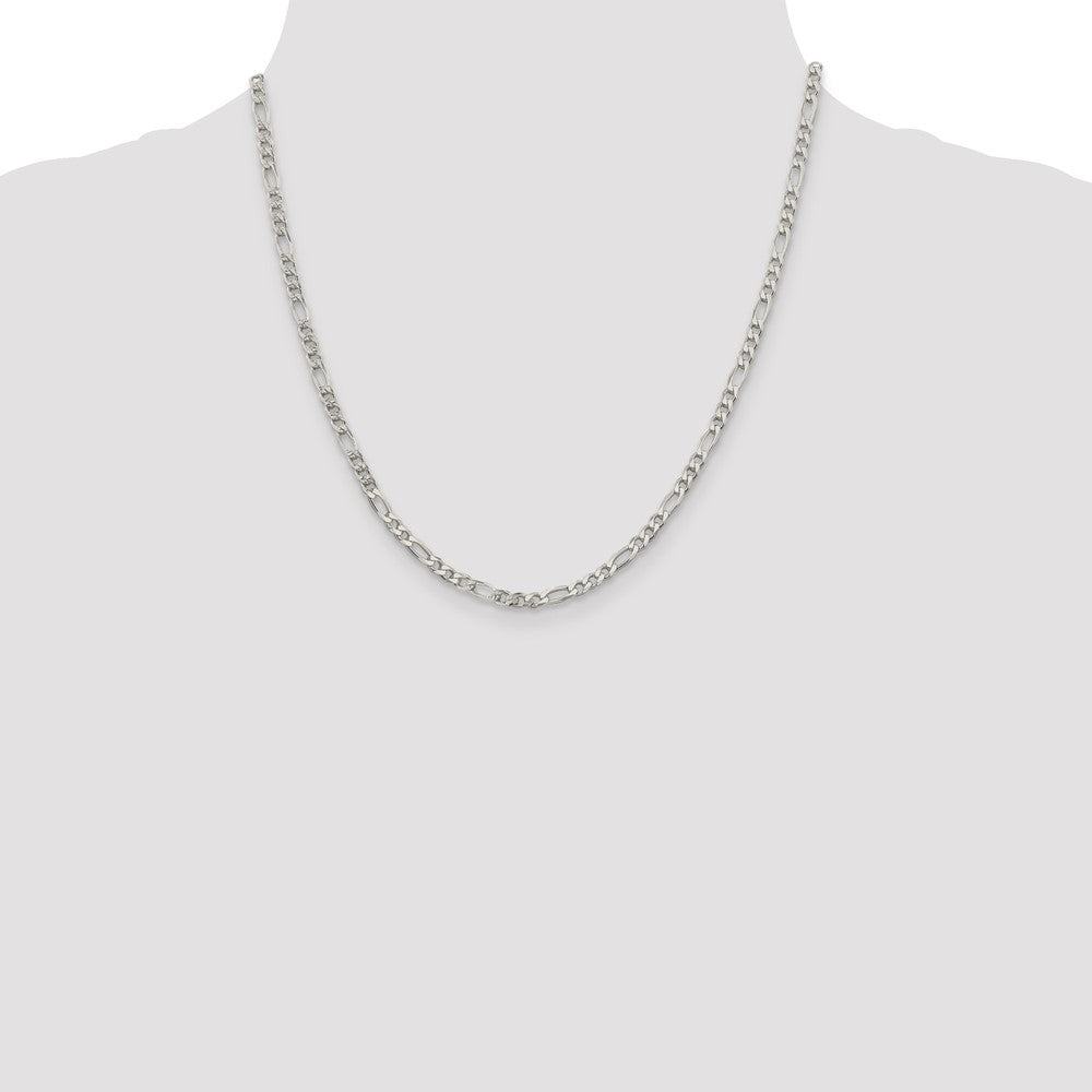 Sterling Silver 4mm Pav? Flat Figaro Chain