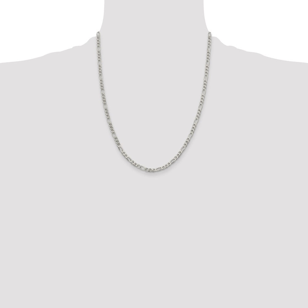 Sterling Silver 4mm Pav? Flat Figaro Chain