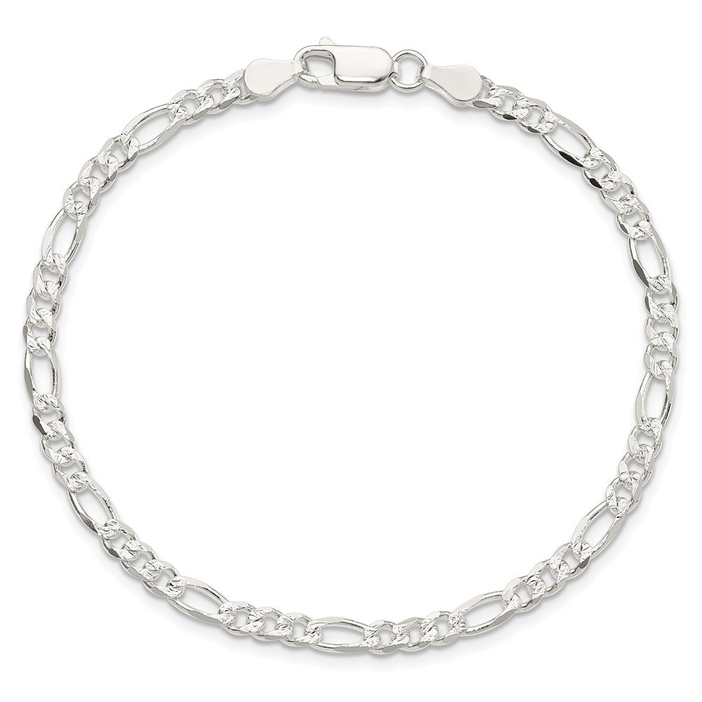 Sterling Silver 4mm Pav? Flat Figaro Chain