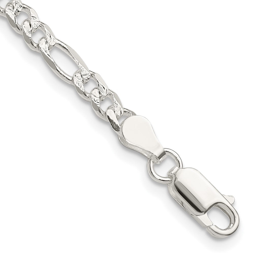 Sterling Silver 4mm Pav? Flat Figaro Chain
