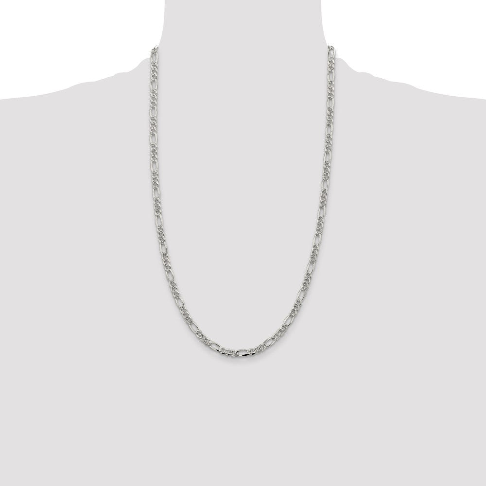 Sterling Silver 4.75mm Pav? Flat Figaro Chain