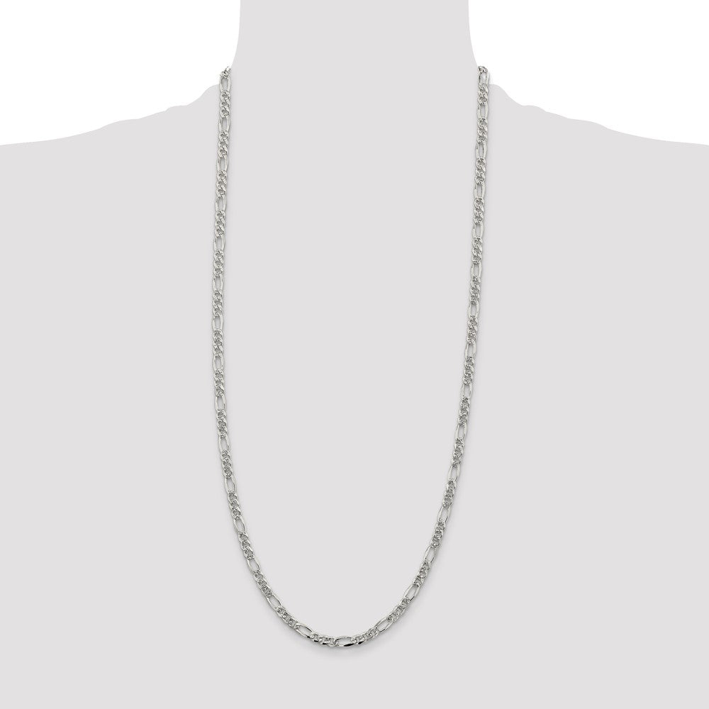 Sterling Silver 4.75mm Pav? Flat Figaro Chain