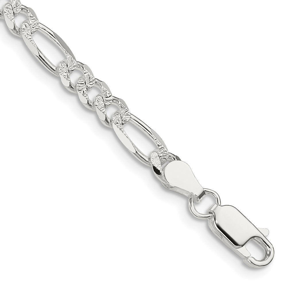Sterling Silver 4.75mm Pav? Flat Figaro Chain
