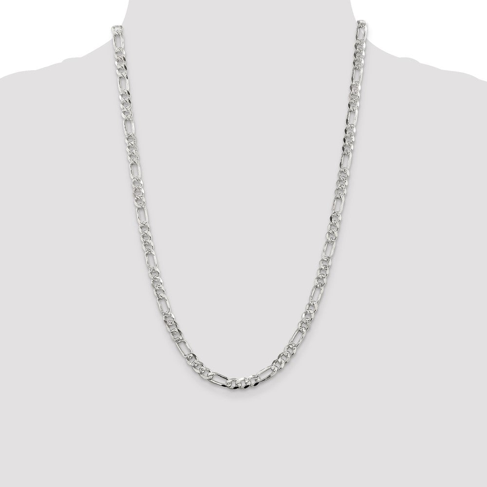 Sterling Silver 5.5mm Pav? Flat Figaro Chain