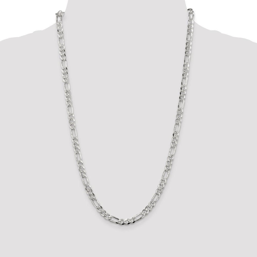 Sterling Silver 5.5mm Pav? Flat Figaro Chain