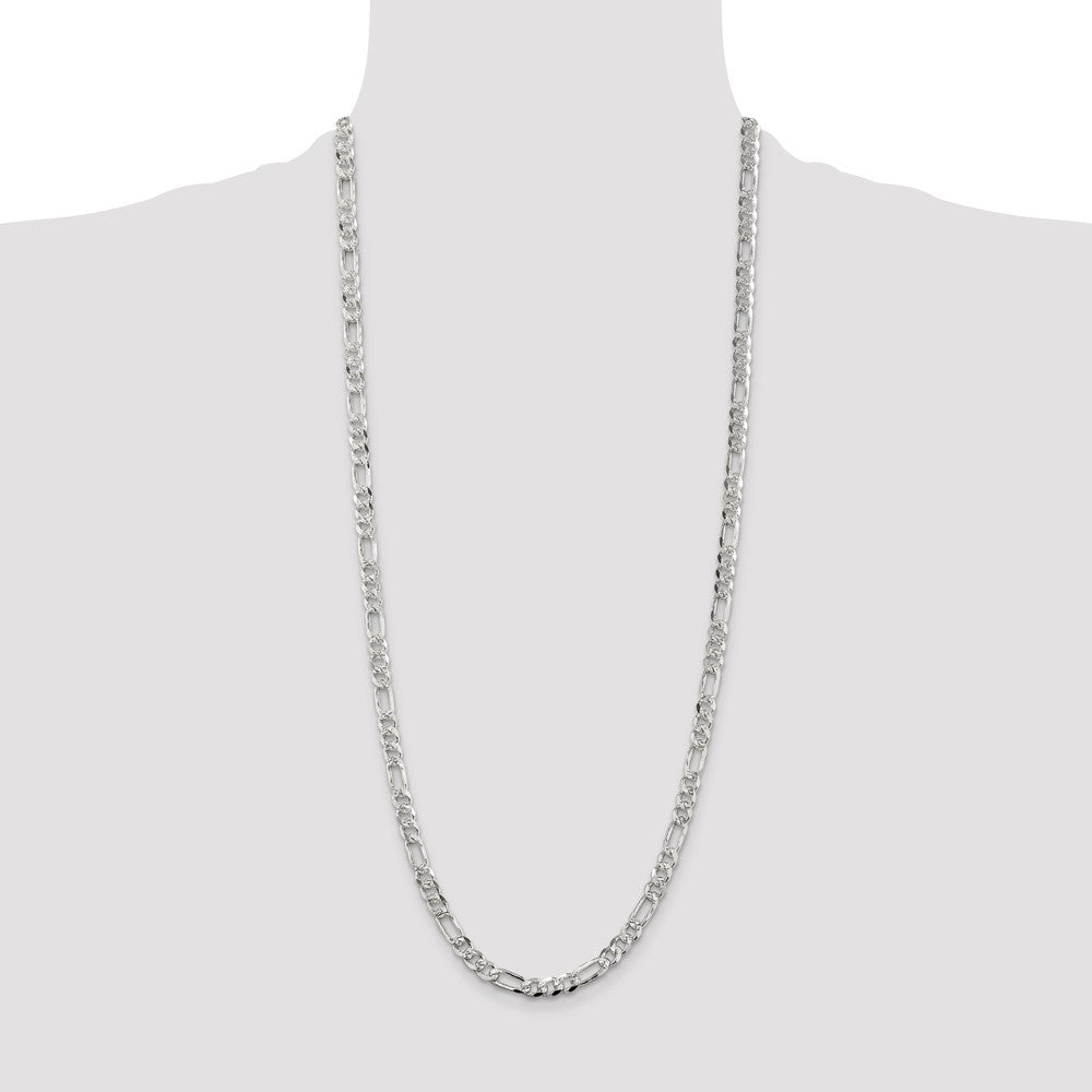 Sterling Silver 5.5mm Pav? Flat Figaro Chain