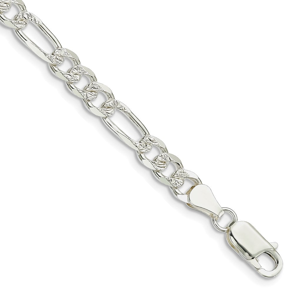 Sterling Silver 5.5mm Pav? Flat Figaro Chain