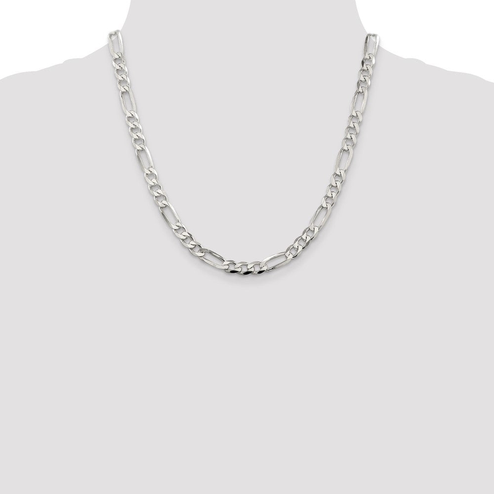 Sterling Silver 7mm Pav? Flat Figaro Chain