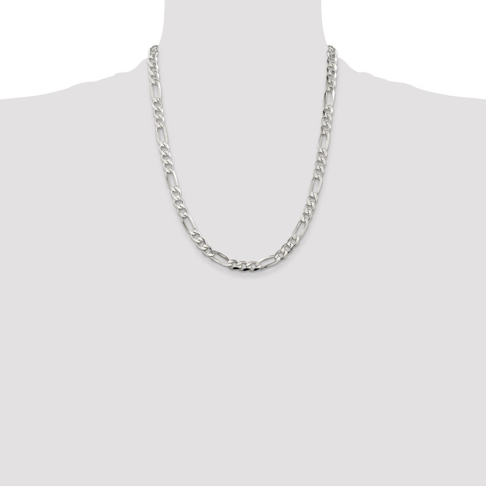 Sterling Silver 7mm Pav? Flat Figaro Chain