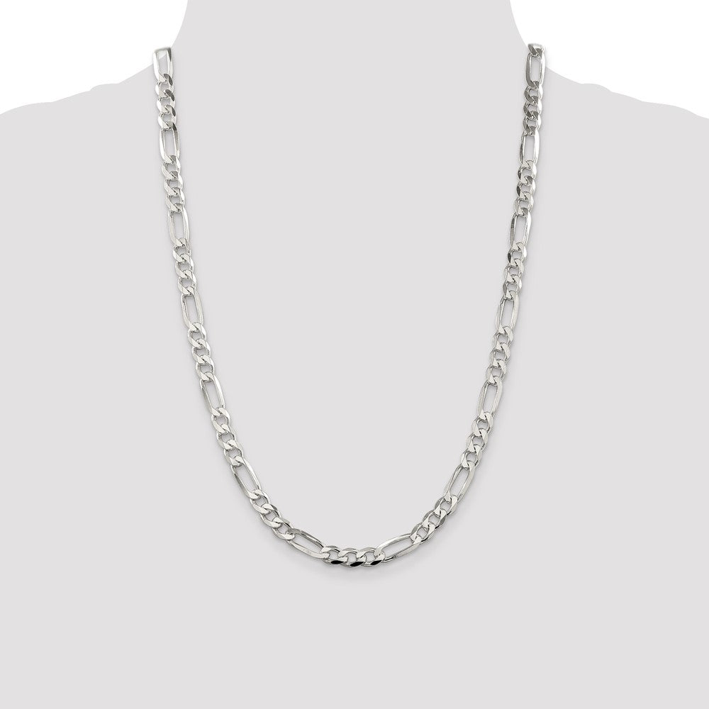 Sterling Silver 7mm Pav? Flat Figaro Chain