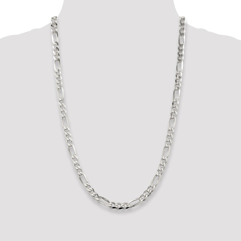 Sterling Silver 7mm Pav? Flat Figaro Chain