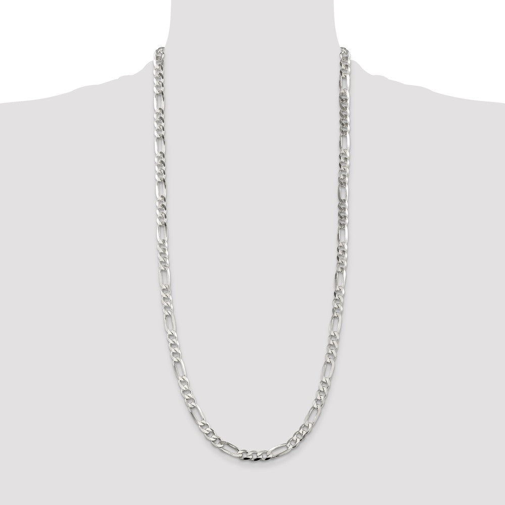 Sterling Silver 7mm Pav? Flat Figaro Chain