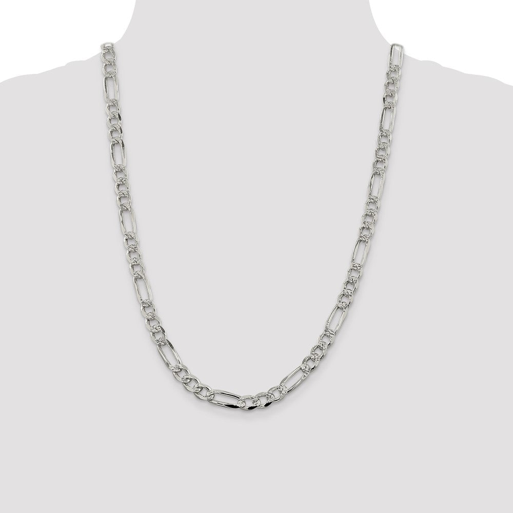 Sterling Silver 7.25mm Pav? Flat Figaro Chain