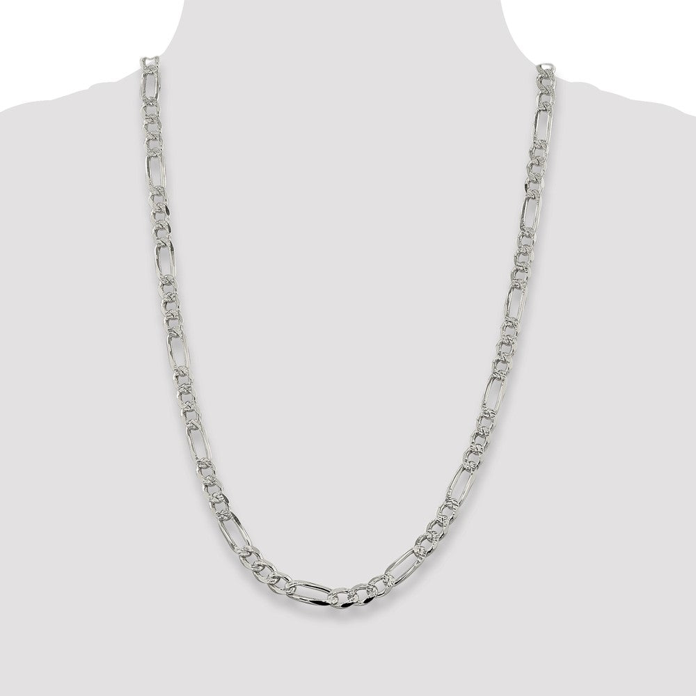 Sterling Silver 7.25mm Pav? Flat Figaro Chain