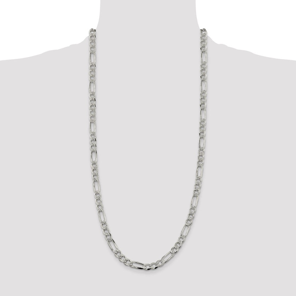 Sterling Silver 7.25mm Pav? Flat Figaro Chain