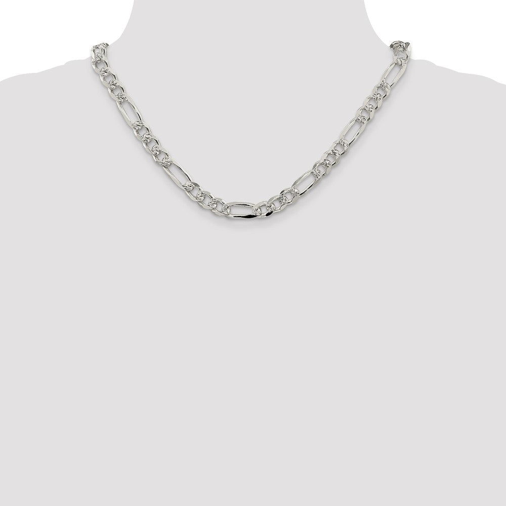 Sterling Silver 8mm Pav? Flat Figaro Chain