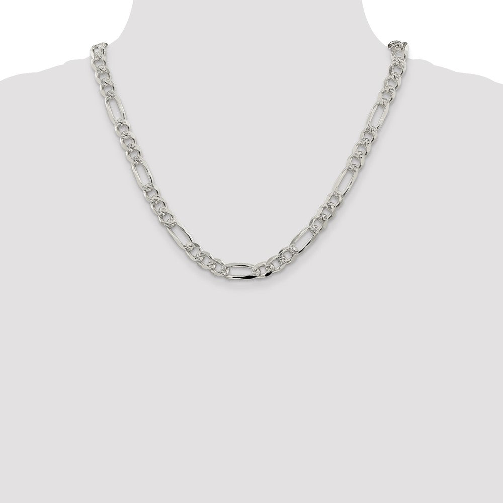 Sterling Silver 8mm Pav? Flat Figaro Chain