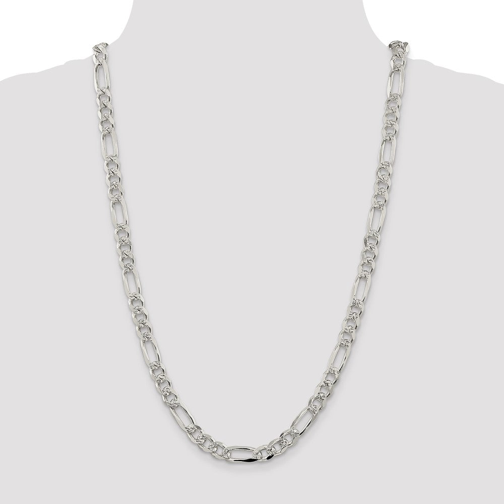 Sterling Silver 8mm Pav? Flat Figaro Chain