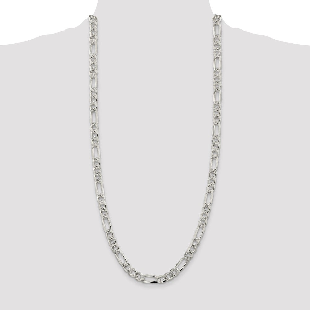 Sterling Silver 8mm Pav? Flat Figaro Chain