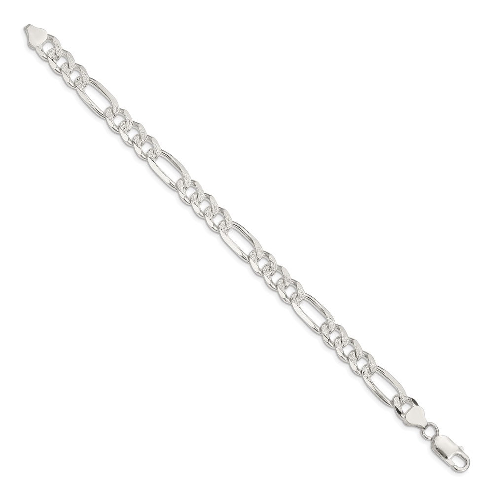 Sterling Silver 8mm Pav? Flat Figaro Chain