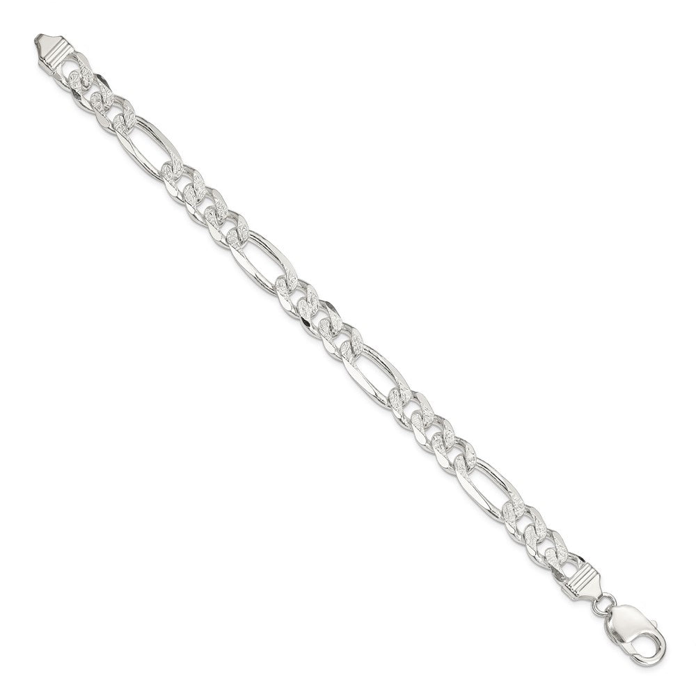 Sterling Silver 9.5mm Pav? Flat Figaro Chain