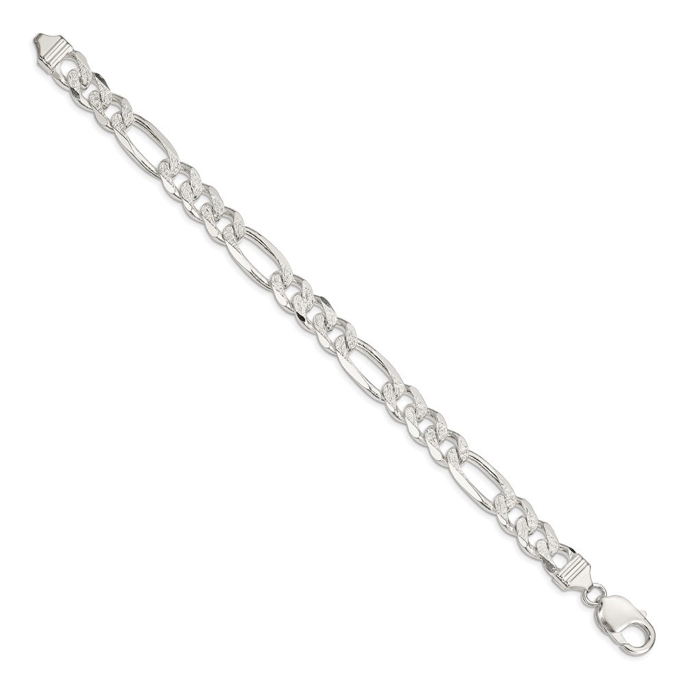 Sterling Silver 10.5mm Pav? Flat Figaro Chain