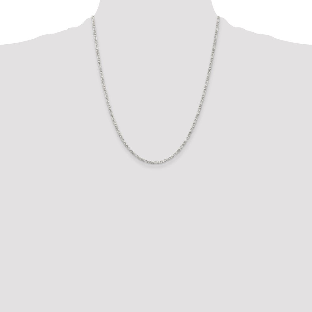 Sterling Silver Rhodium-plated 2.25mm Figaro Chain