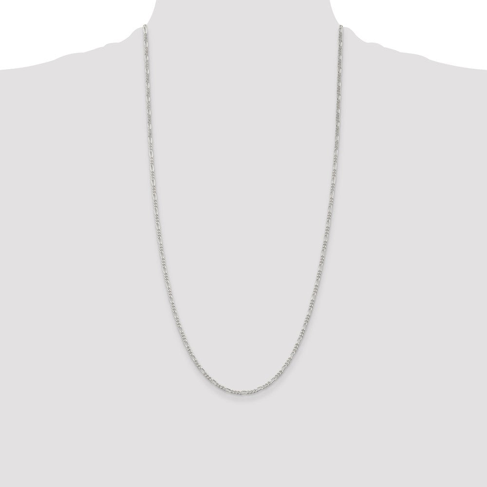 Sterling Silver Rhodium-plated 2.25mm Figaro Chain