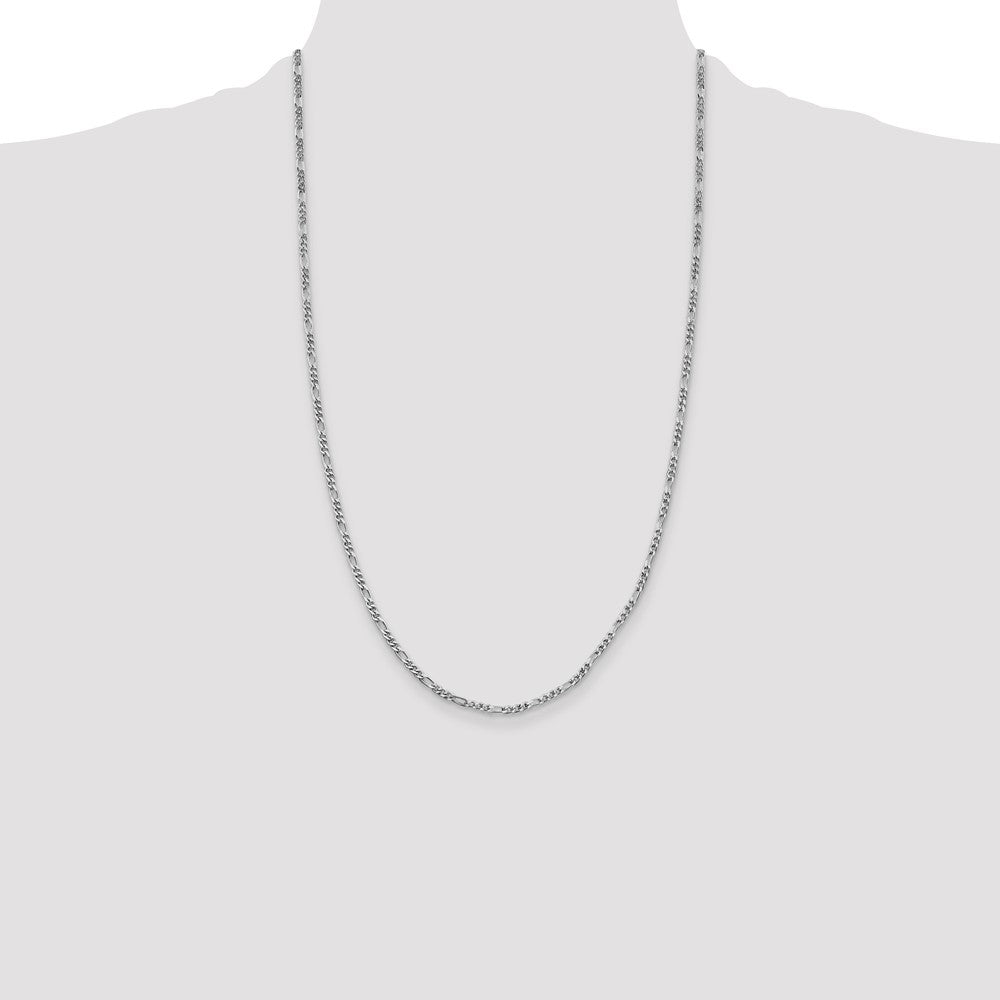 Sterling Silver Rhodium-plated 2.5mm Figaro Chain