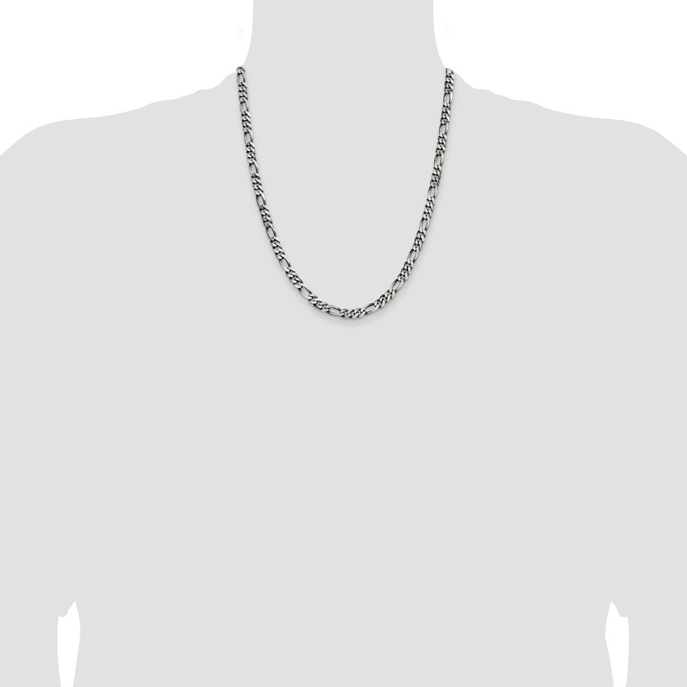 Sterling Silver Antiqued 5.5mm Figaro Chain