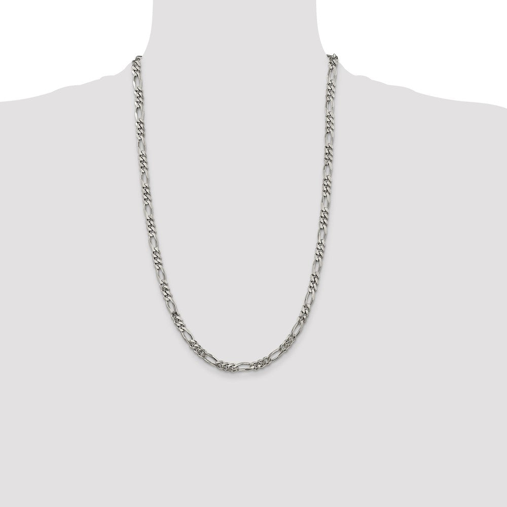 Sterling Silver Rhodium-plated 5.25mm Figaro Chain