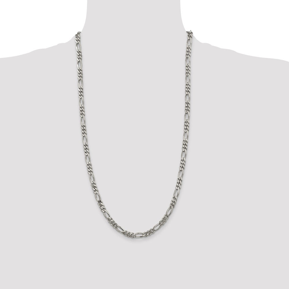 Sterling Silver Rhodium-plated 5.25mm Figaro Chain
