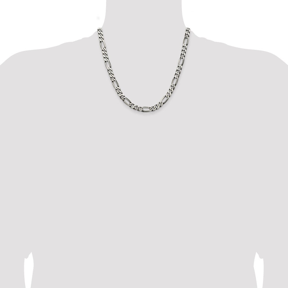 Sterling Silver Antiqued 6.5mm Figaro Chain