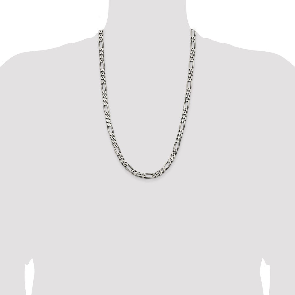 Sterling Silver Antiqued 6.5mm Figaro Chain