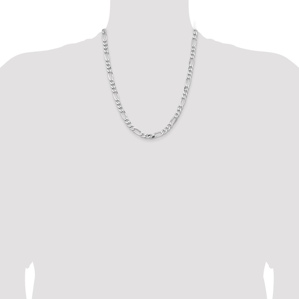 Sterling Silver Rhodium-plated 6.5mm Figaro Chain