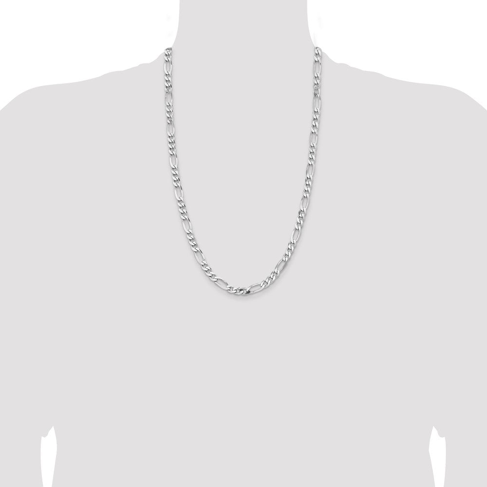 Sterling Silver Rhodium-plated 6.5mm Figaro Chain