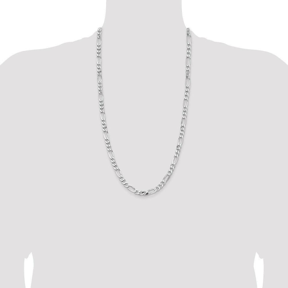 Sterling Silver Rhodium-plated 6.5mm Figaro Chain