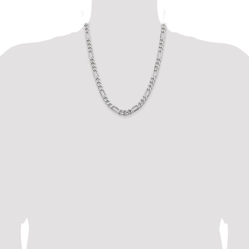 Sterling Silver Rhodium-plated 7.75mm Figaro Chain