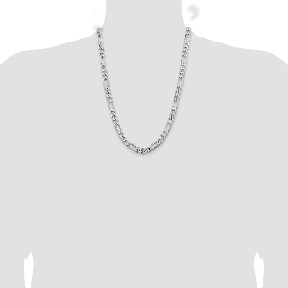 Sterling Silver Rhodium-plated 7.75mm Figaro Chain