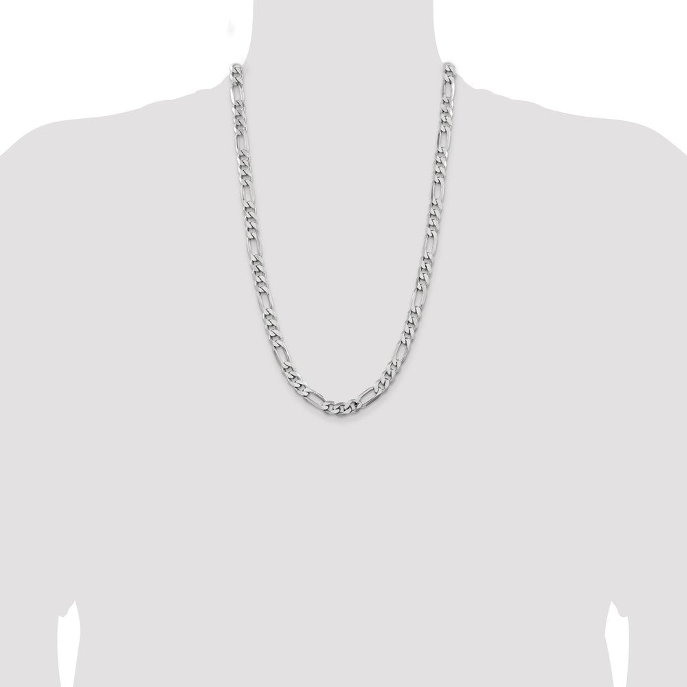 Sterling Silver Rhodium-plated 7.75mm Figaro Chain