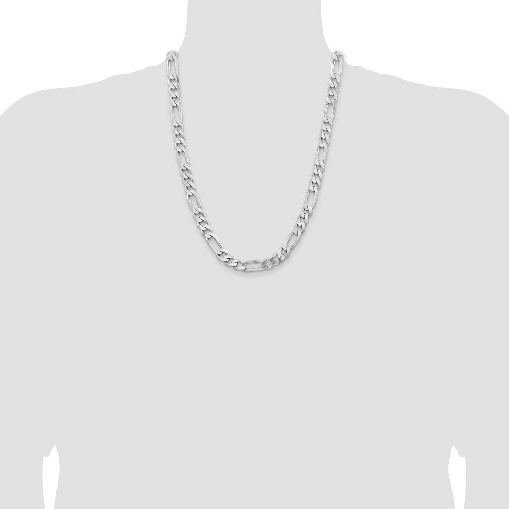 Sterling Silver Rhodium-plated 9mm Figaro Chain