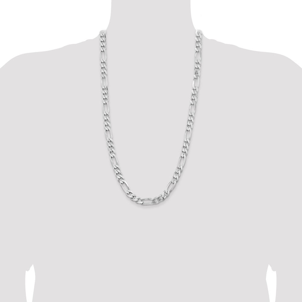 Sterling Silver Rhodium-plated 9mm Figaro Chain