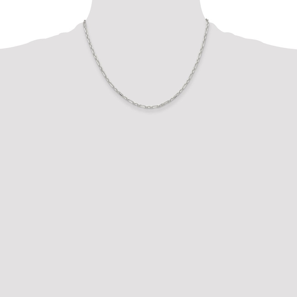 Sterling Silver D/C 3mm 3 Short Plus 1 Long Cable Link Chain