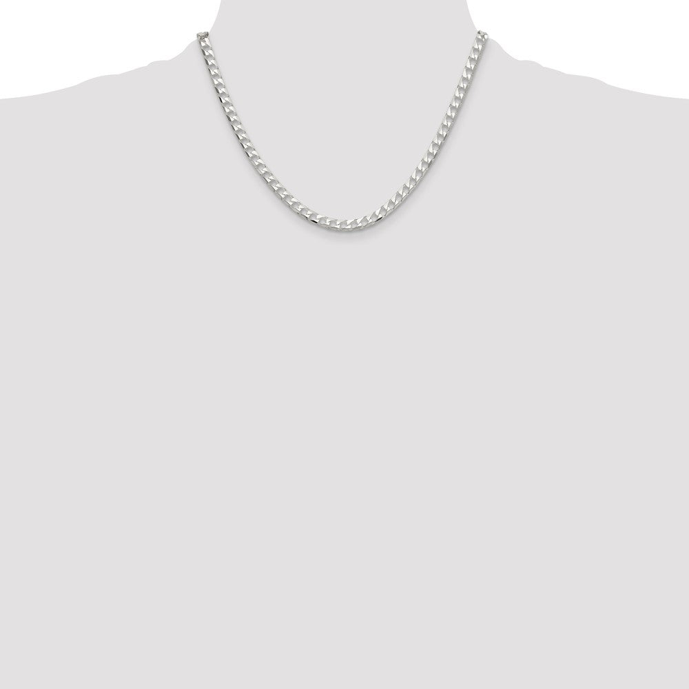 Sterling Silver Polished and D/C 5mm Flat Curb Link Chain